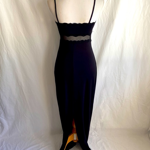 Vintage 1990s Y2K Black Bodycon Slip Formal Gown Sz M - Picture 2 of 10